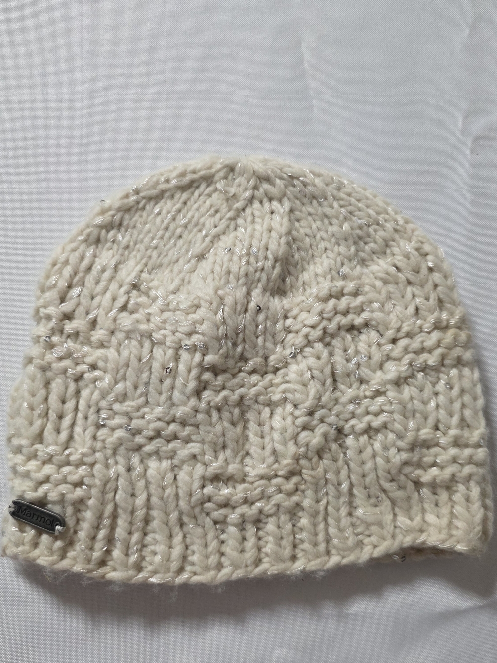 Marmot Women's Cream Knit Beanie with Subtle Shine